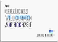Willkommensschild Hochzeit Couple 70 x 50 cm Leinwand blau