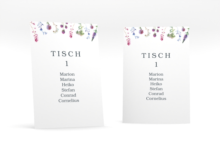 Tischaufsteller Hochzeit Wildblumen Tischaufsteller weiss