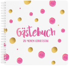 Gästebuch Geburtstag Dots Ringbindung pink