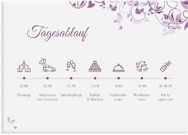 Klick: Details zu Tagesablauf Leinwand Hochzeit "Lilly" anzeigen Tagesablauf Leinwand Hochzeit "Lilly" 70 x 50 cm Leinwand pink