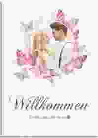 Willkommensschild Leinwand "Schmetterlinge" 50 x 70 cm Leinwand pink