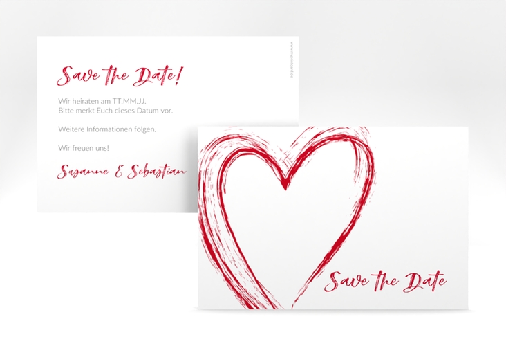 Save the Date-Karte Liebe A6 Karte quer rot
