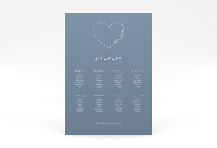 Sitzplan Poster Hochzeit Lebenstraum 50 x 70 cm Poster blau
