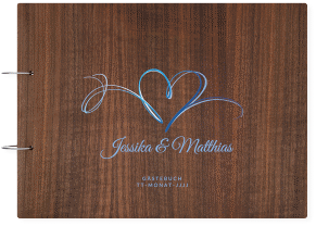 Gästebuch Holzcover Nussbaum Envie Holz-Cover, bedruckt blau