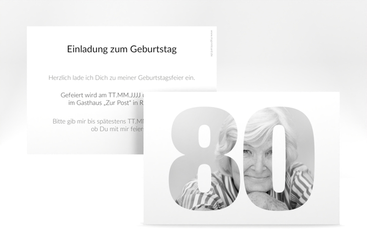 Einladung 80. Geburtstag Numbers A6 Karte quer weiss