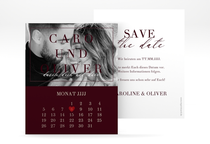 Save the Date-Kalenderblatt Moment Kalenderblatt-Karte rot hochglanz