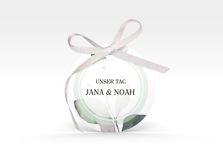 Geschenkanhänger Hochzeit Foglia Geschenkanhänger, rund edel mit Eukalyptus im Aquarell-Design