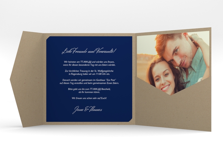 Hochzeitseinladung Letters Pocketfold blau