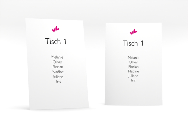 Tischaufsteller Hochzeit Twohearts Tischaufsteller pink hochglanz