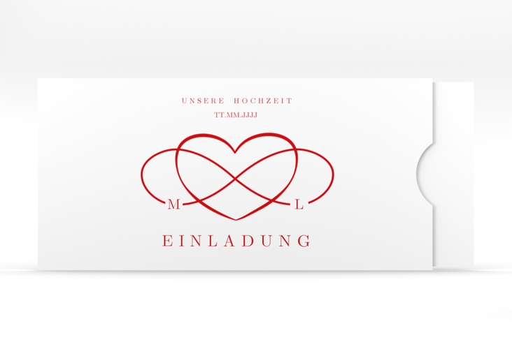 Hochzeitseinladung Infinity Einsteckkarte rot hochglanz