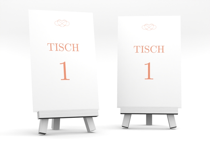 Tischnummer Hochzeit Infinity Tischaufsteller apricot