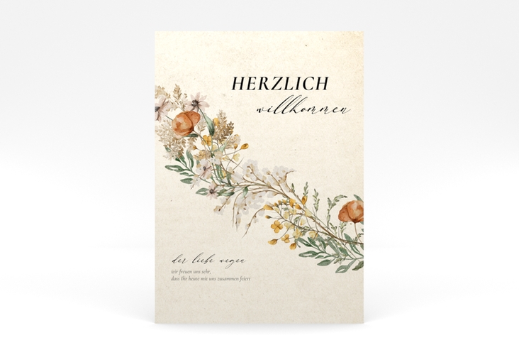 Willkommensschild Poster Wildfang 50 x 70 cm Poster beige mit getrockneten Wiesenblumen