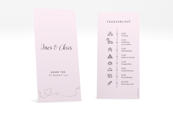 Tagesablauf Hochzeit Dolce lange Karte hoch rosa