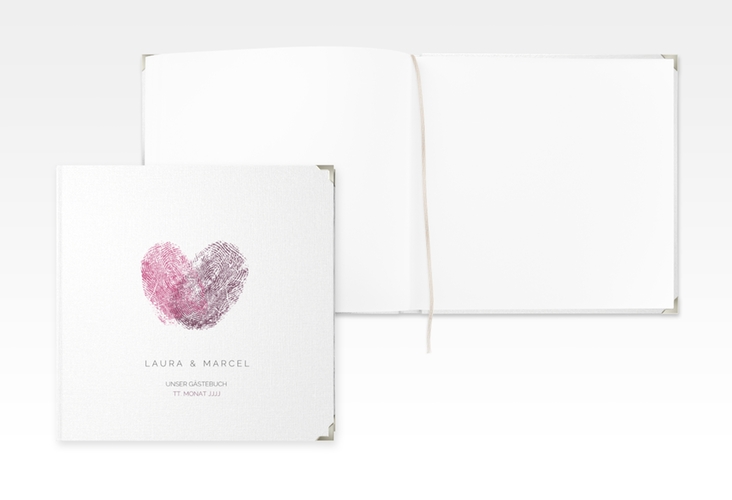 Gästebuch Selection Hochzeit Fingerprint Leinen-Hardcover schlicht mit Fingerabdruck-Motiv