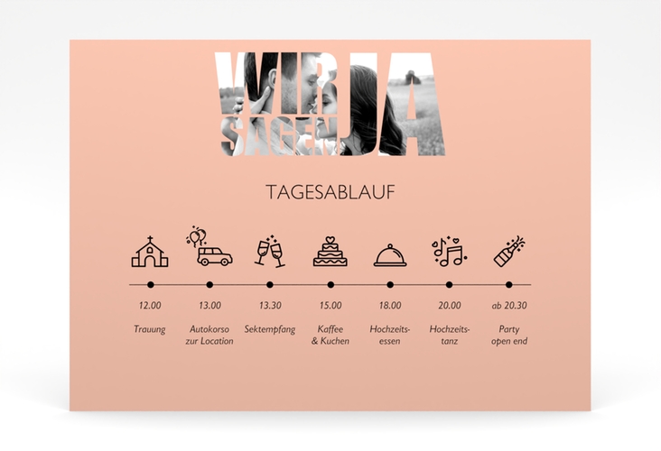 Tagesablauf Poster Hochzeit Letters 70 x 50 cm Poster apricot