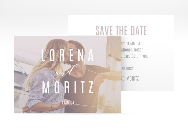 Save the Date-Visitenkarte Memory Visitenkarte quer grau