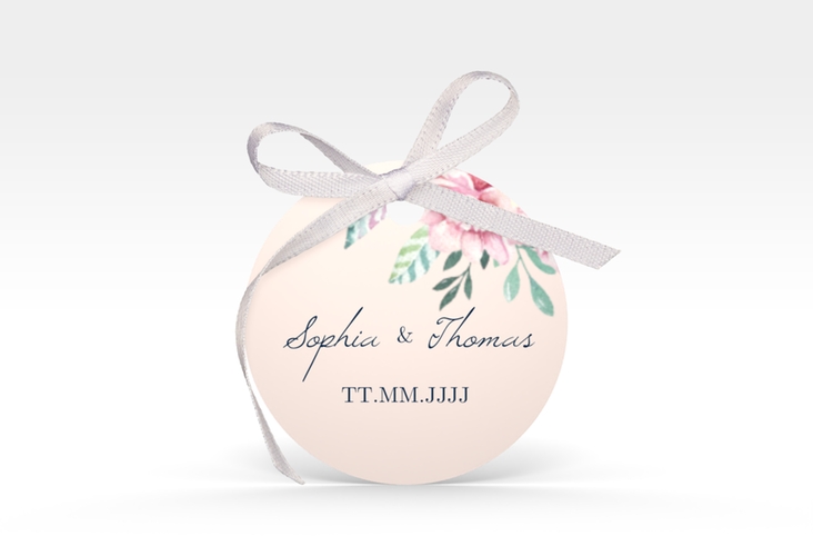Geschenkanhänger Hochzeit Blooming Geschenkanhänger, rund rosa