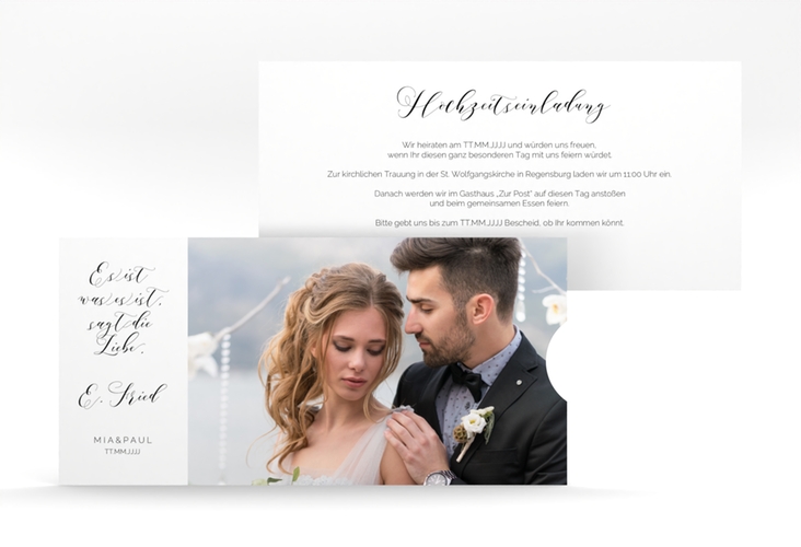 Hochzeitseinladung Paperlove Einsteckkarte weiss