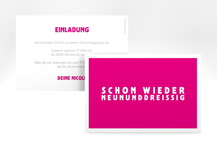 Einladung 40. Geburtstag Gag A6 Karte quer pink