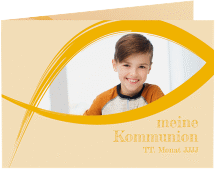 Kommunionseinladung Credo A6 Klappkarte quer gelb
