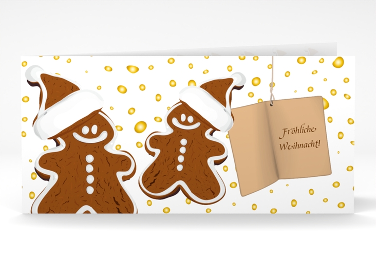 Weihnachtskarte Lebkuchenmann lange Klappkarte quer hochglanz