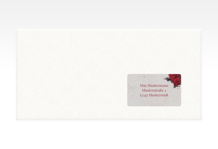 Empfängeretikett Hochzeit Drachenliebe 63,5 x 38,1 mm grau mit schwarzem und weißem Drachen zu einem Herz verschlungen