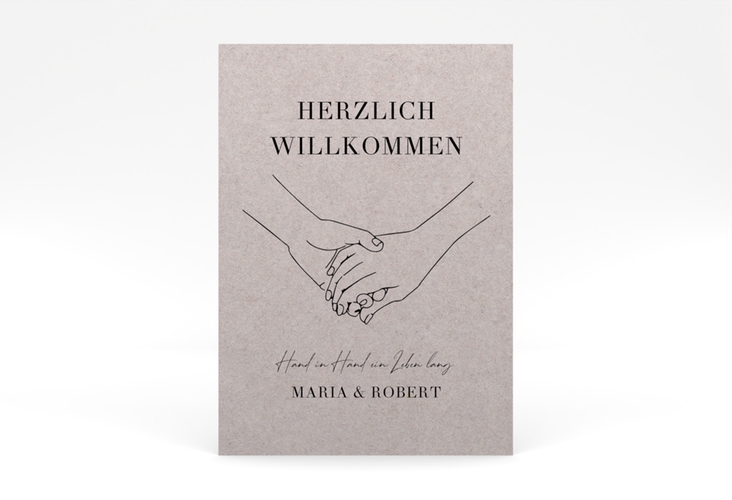 Willkommensschild Poster Hands 50 x 70 cm Poster Kraftpapier mit sich haltenden Händen im Monoline-Stil