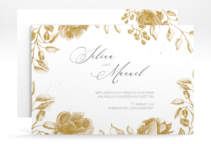 Save the Date-Karte Blattgold A6 Karte quer
