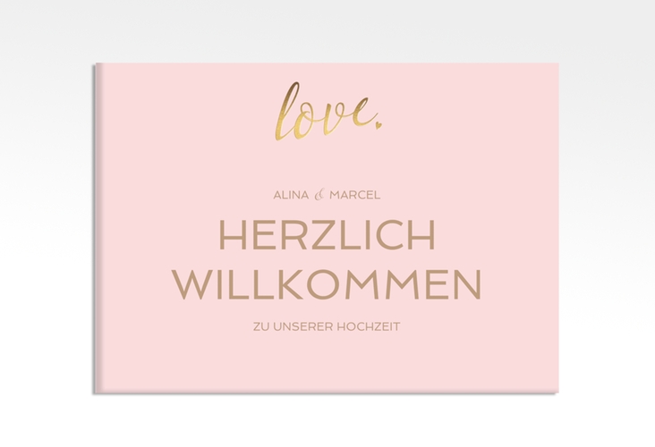 Willkommensschild Leinwand Glam 70 x 50 cm Leinwand rosa