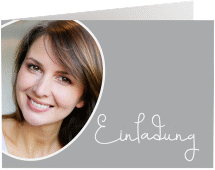 Einladung Geburtstag Swing A6 Klappkarte quer grau