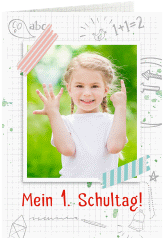 Klick: Details zu Einschulungskarte "Schulheft" anzeigen Einschulungskarte Schulheft A6 Klappkarte hoch weiss