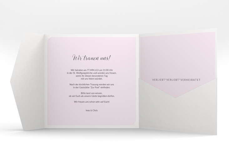 Hochzeitseinladung Dolce Pocketfold rosa