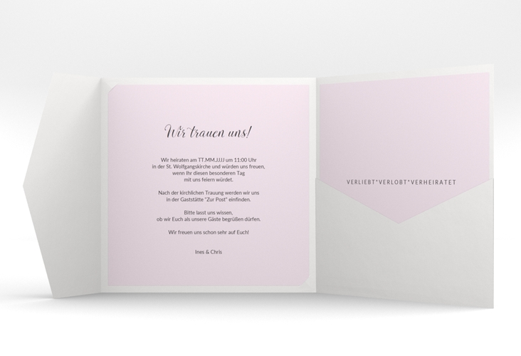 Hochzeitseinladung Dolce Pocketfold rosa