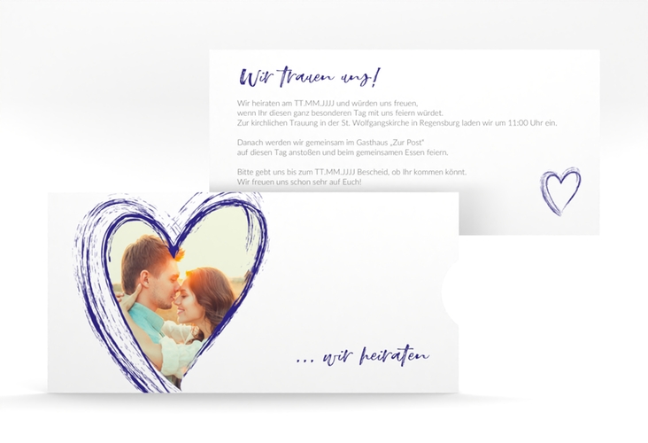 Hochzeitseinladung Liebe Einsteckkarte blau