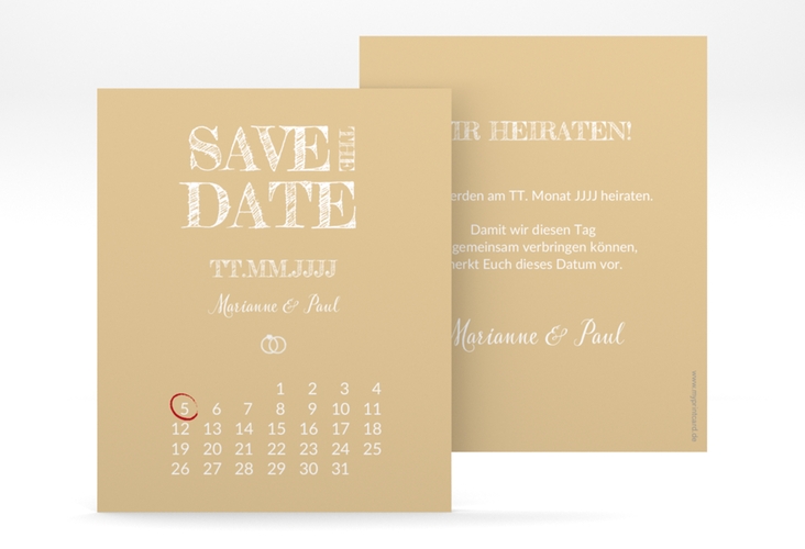 Save the Date-Kalenderblatt Rise Kalenderblatt-Karte beige