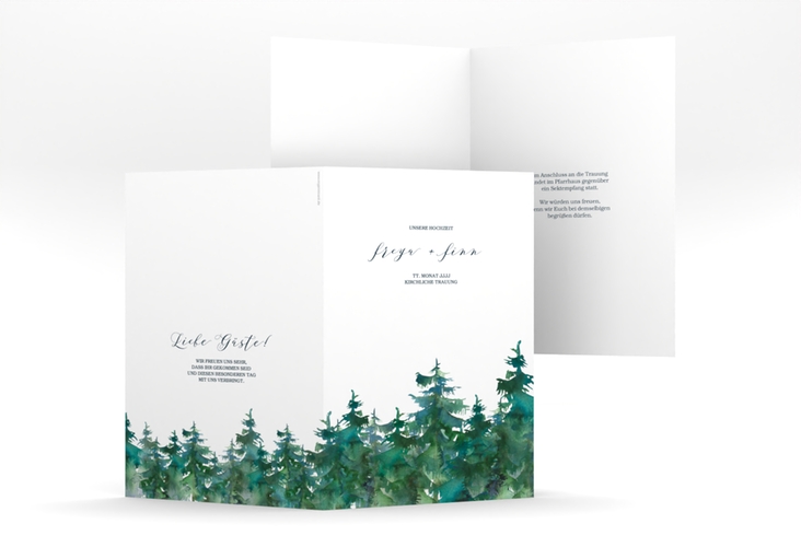 Kirchenheft Hochzeit Evergreen A5 Klappkarte hoch weiss