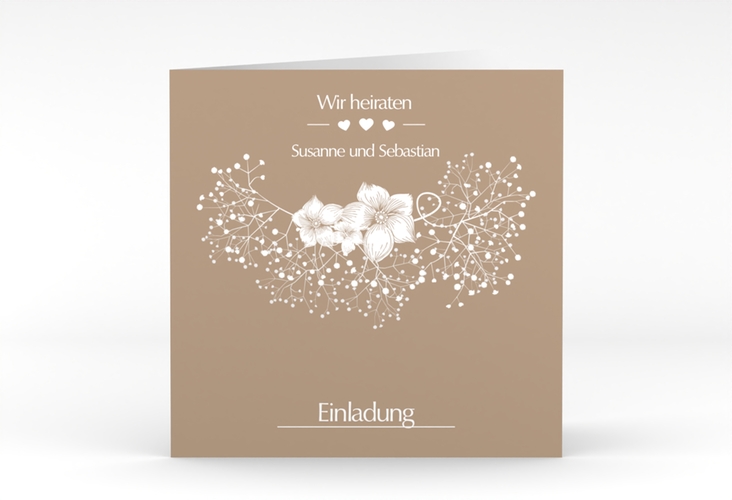 Hochzeitseinladung Jena quadr. Klappkarte braun