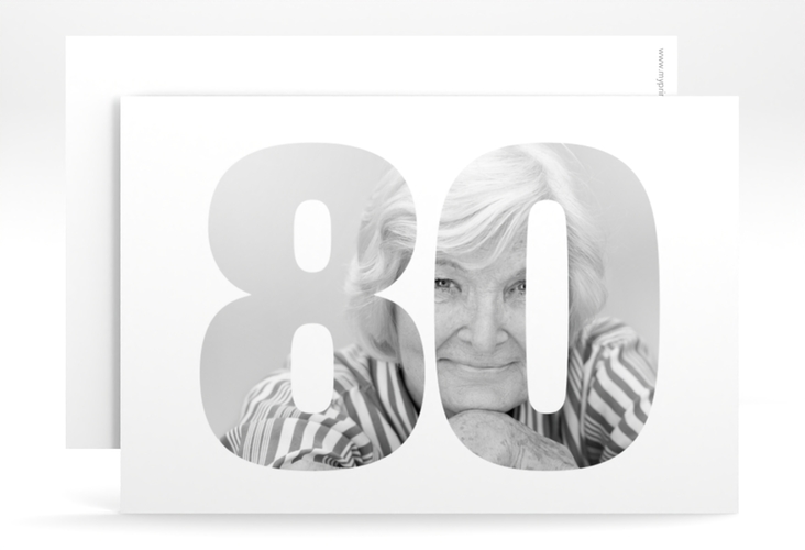 Einladung 80. Geburtstag Numbers A6 Karte quer weiss