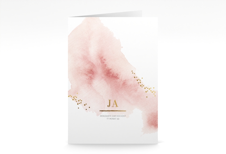 Menükarte Hochzeit Pastell A5 Klappkarte hoch rosa