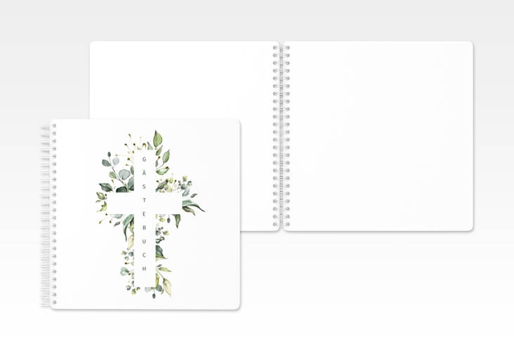 Gästebuch Konfirmation Verdeggiante Ringbindung weiss