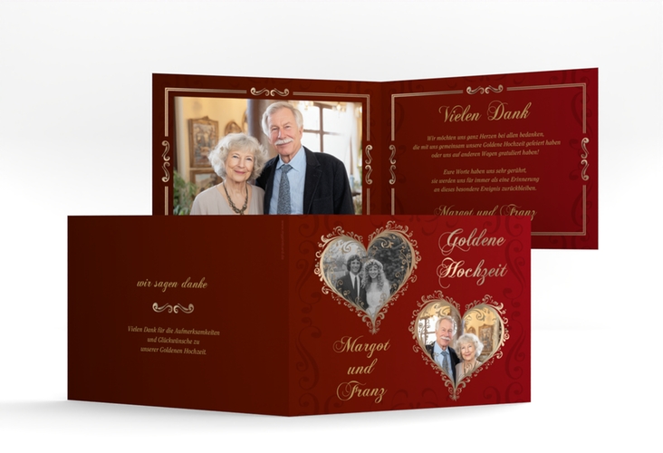 Danksagungskarte Hochzeit Goldene Hochzeit A6 Klappkarte quer