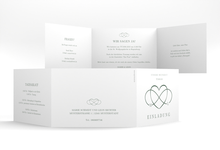 Hochzeitseinladung Infinity A6 Doppel-Klappkarte gruen