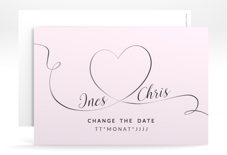 Change the Date-Karte Hochzeit Dolce A6 Karte quer rosa