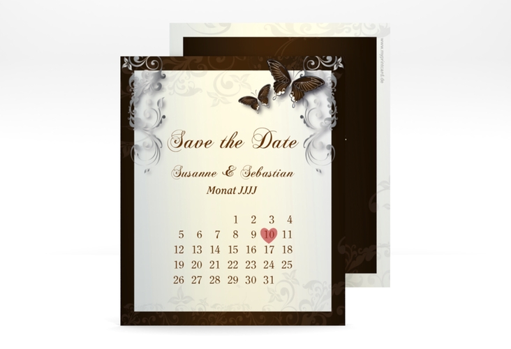 Save the Date-Kalenderblatt Toulouse Kalenderblatt-Karte braun hochglanz