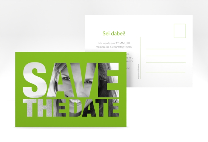 Save the Date-Postkarte Geburtstag Numbers A6 Postkarte gruen