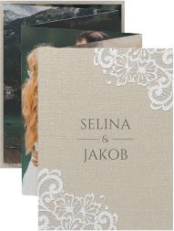 Klick: Details zu Foto-Leporello Hochzeit "Vintage" anzeigen Foto-Leporello Hochzeit Vintage Leporello beige mit floraler Spitze