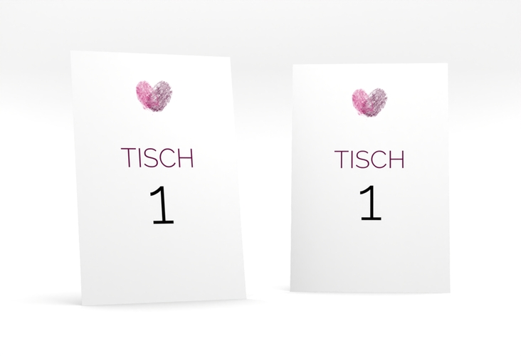 Tischnummer Hochzeit Fingerprint Tischaufsteller schlicht mit Fingerabdruck-Motiv