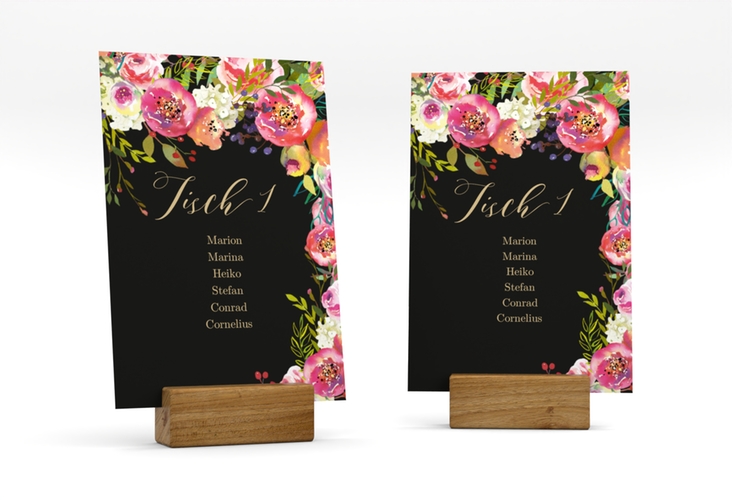 Tischaufsteller Hochzeit Flowerbomb Tischaufsteller schwarz hochglanz