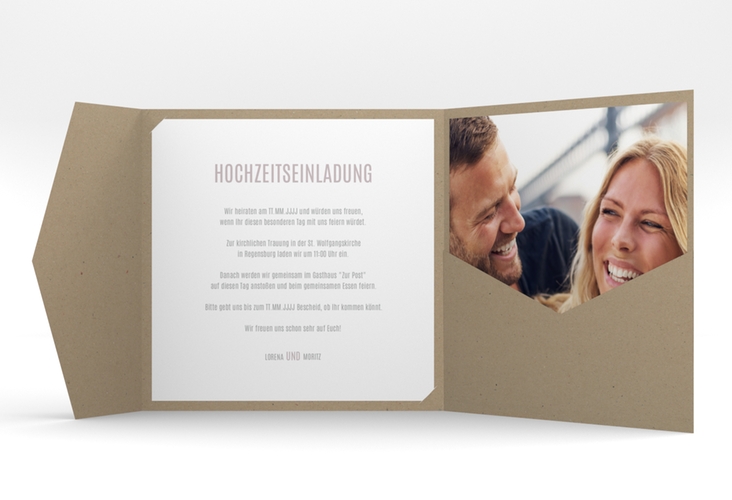 Hochzeitseinladung Memory Pocketfold grau