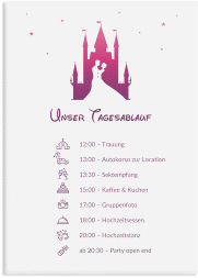 Klick: Details zu Tagesablauf Leinwand Hochzeit "Castle" anzeigen Tagesablauf Leinwand Hochzeit Castle 50 x 70 cm Leinwand pink